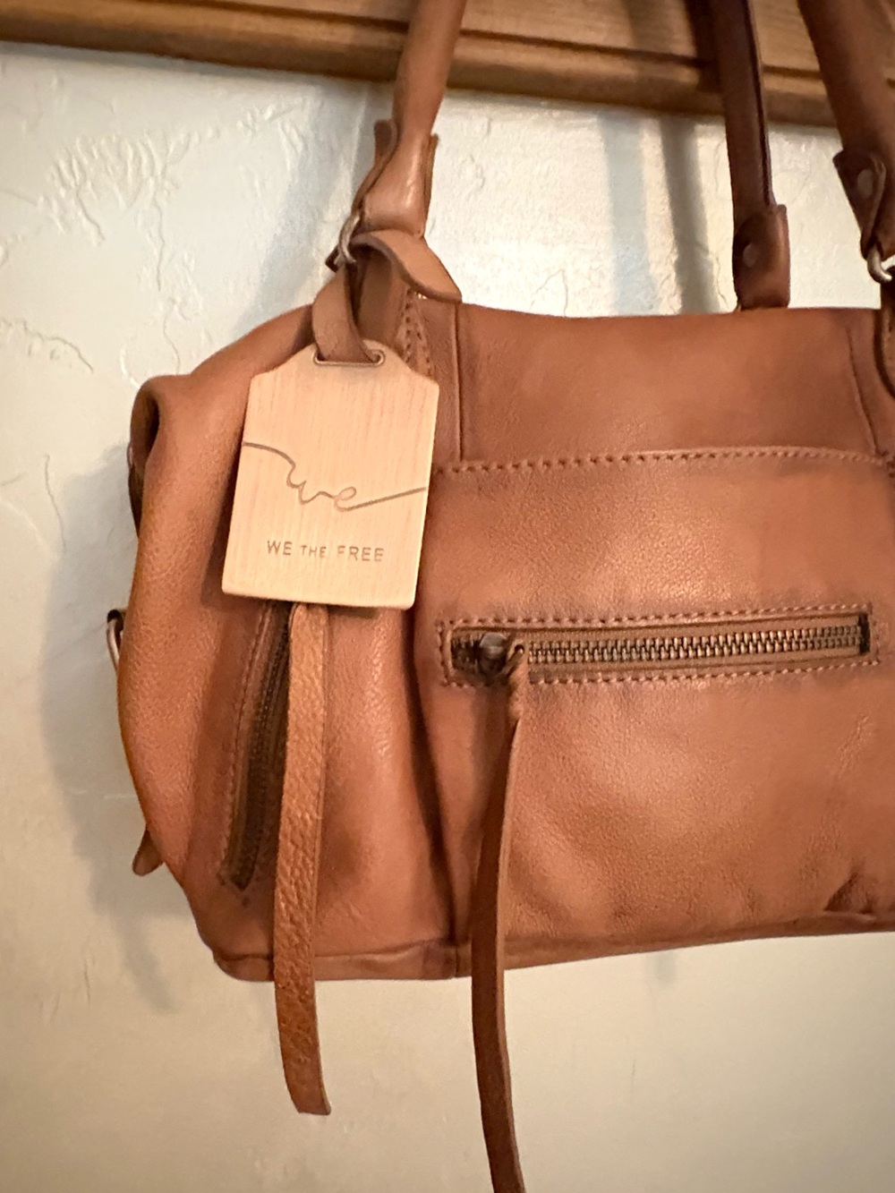 Free People x WTF Baby Emerson Leather Shoulder Bag in Saddle - Picture 7 of 15